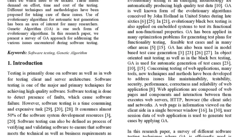 A Survey on Software Testing Techniques using Genetic Algorithm