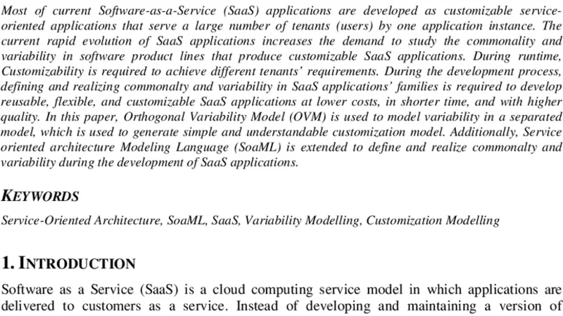 Variability Modeling for Customizable SaaS Applications