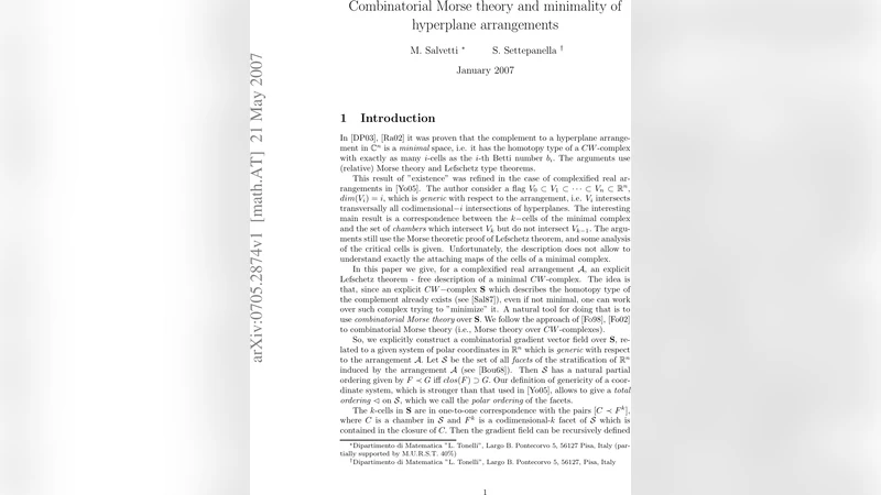 Combinatorial Morse theory and minimality of hyperplane arrangements