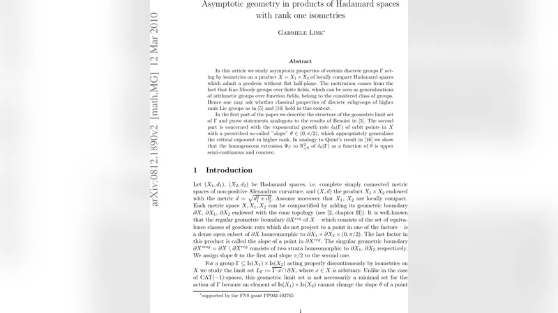 Asymptotic Geometry in the product of Hadamard spaces with rank one   isometries