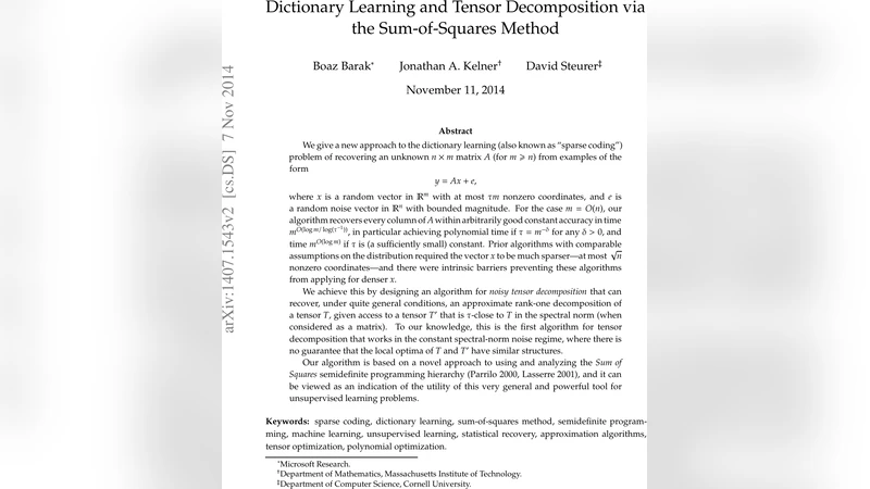 Dictionary Learning and Tensor Decomposition via the Sum-of-Squares   Method