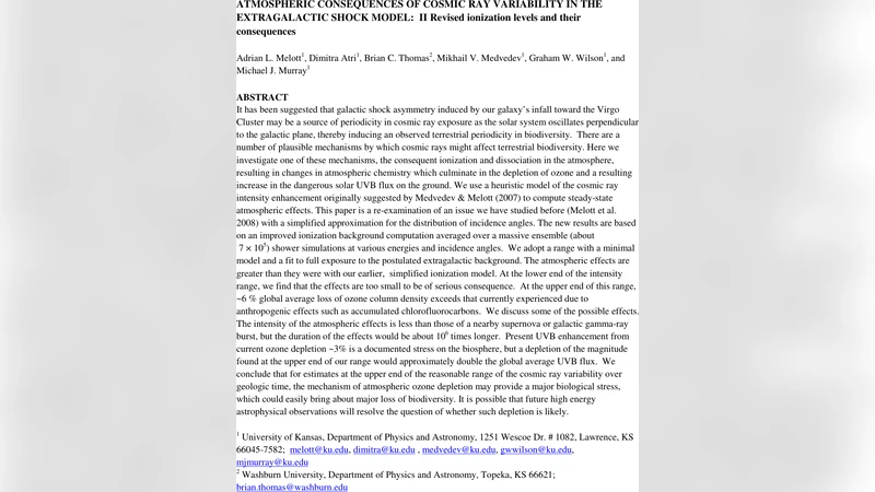 Atmospheric Consequences of Cosmic Ray Variability in the Extragalactic   Shock Model II: Revised ionization levels and their consequences