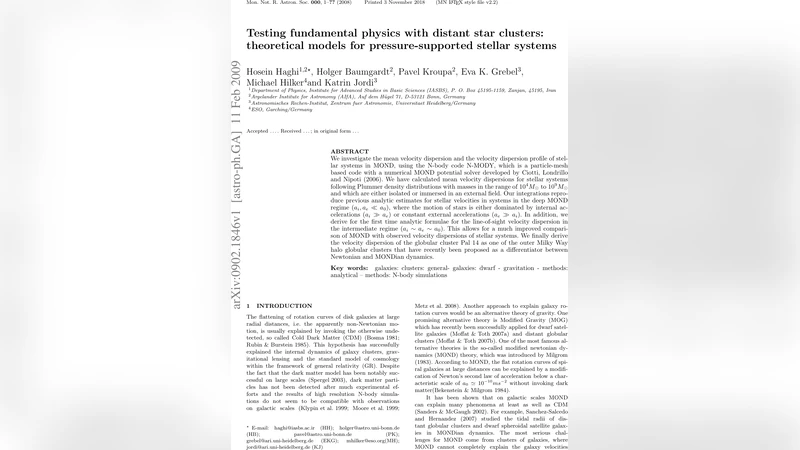 Testing fundamental physics with distant star clusters: theoretical   models for pressure-supported stellar systems