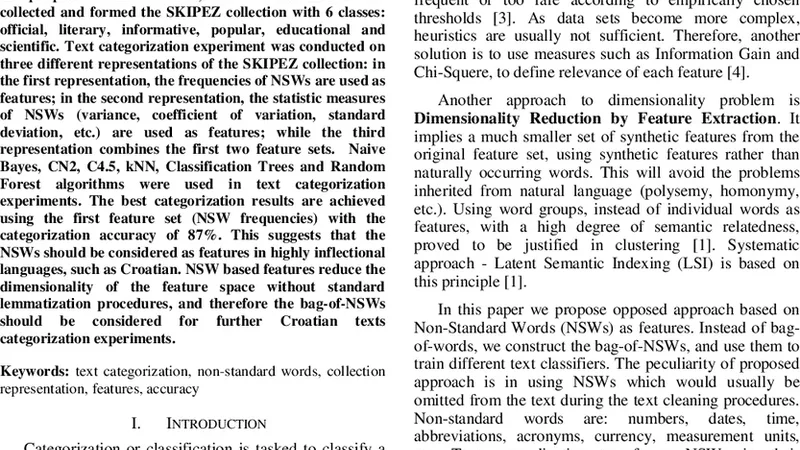 Non-Standard Words as Features for Text Categorization