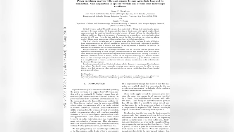 Power spectrum analysis with least-squares fitting: Amplitude bias and   its elimination, with application to optical tweezers and atomic force   microscope cantilevers
