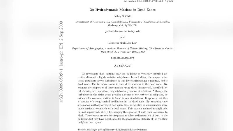 On Hydrodynamic Motions in Dead Zones