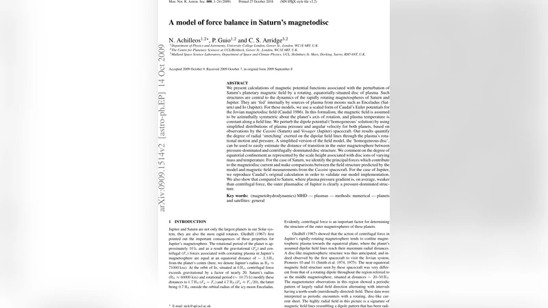 A model of force balance in Saturns magnetodisc