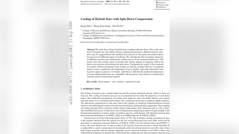Cooling of Hybrid Stars with Spin Down Compression