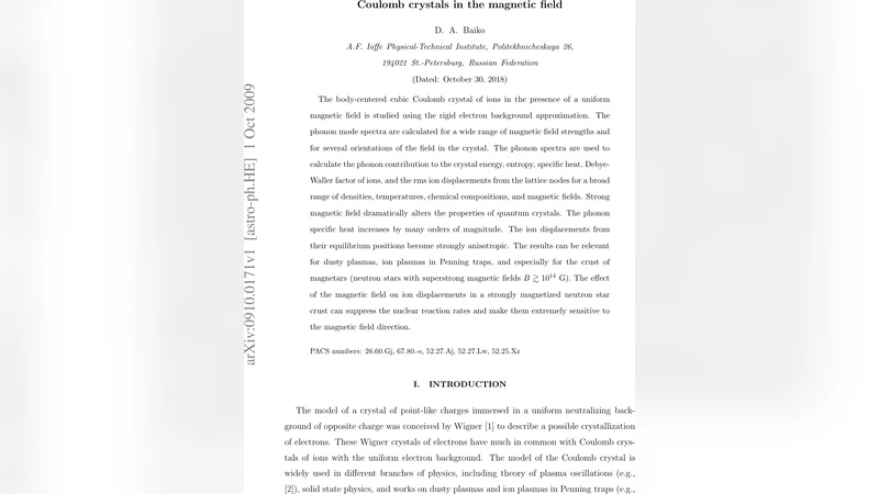 Coulomb crystals in the magnetic field