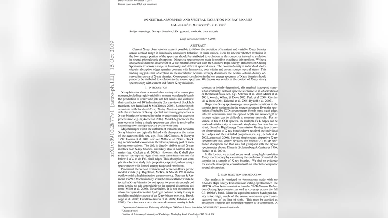 On Neutral Absorption and Spectral Evolution in X-ray Binaries