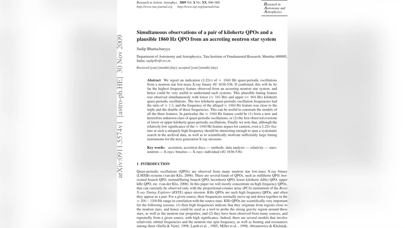 Simultaneous observations of a pair of kilohertz QPOs and a plausible   1860 Hz QPO from an accreting neutron star system