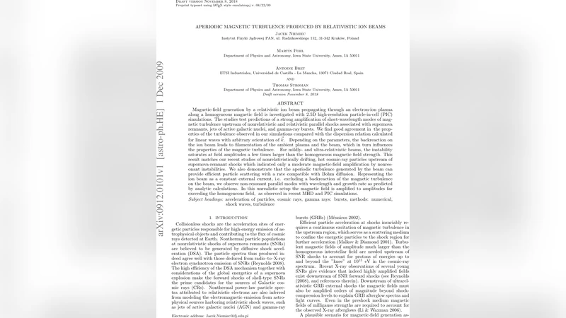 Aperiodic magnetic turbulence produced by relativistic ion beams