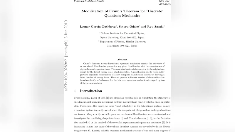 Modification of Crums Theorem for `Discrete Quantum Mechanics