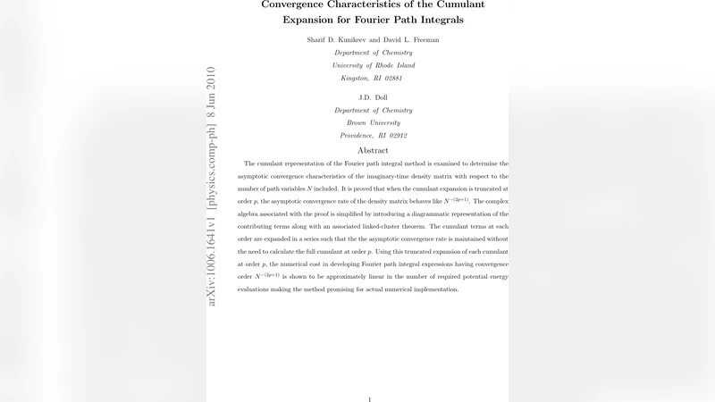 Convergence Characteristics of the Cumulant Expansion for Fourier Path   Integrals