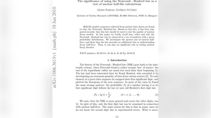 The significance of using the Newcomb-Benford law as a test of nuclear   half-life calculations
