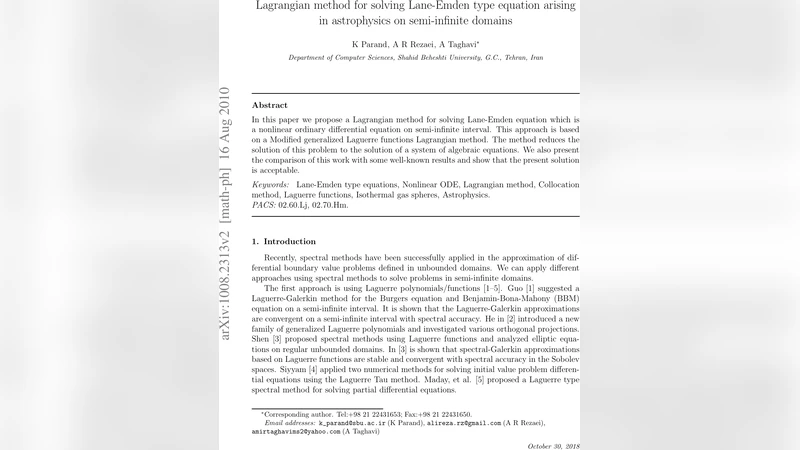 Lagrangian method for solving Lane-Emden type equation arising in   astrophysics on semi-infinite domains