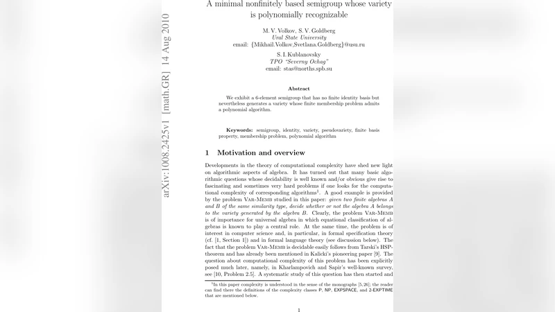 A minimal nonfinitely based semigroup whose variety is polynomially   recognizable