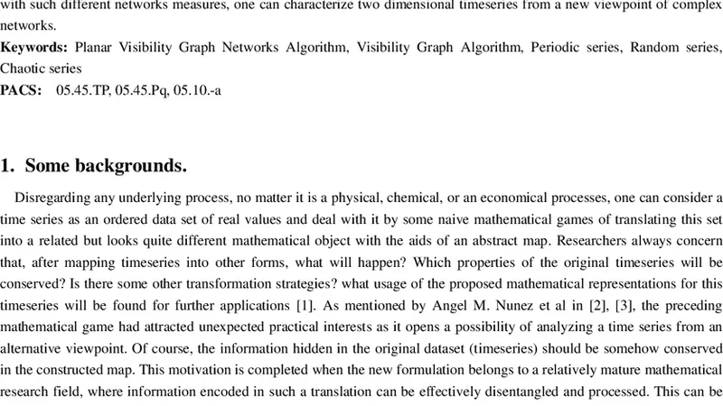 Planar Visibility Graph Network Algorithm For Two Dimensional Timeseries