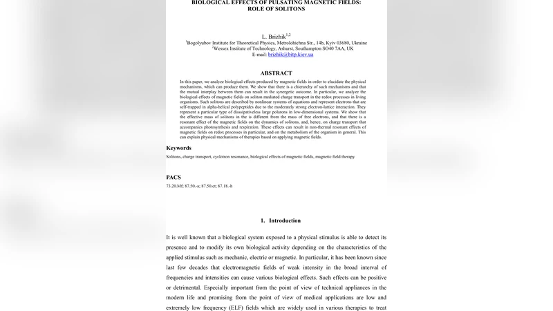 Biological effects of pulsating magnetic fields: role of solitons