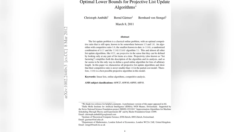 Optimal Lower Bounds for Projective List Update Algorithms