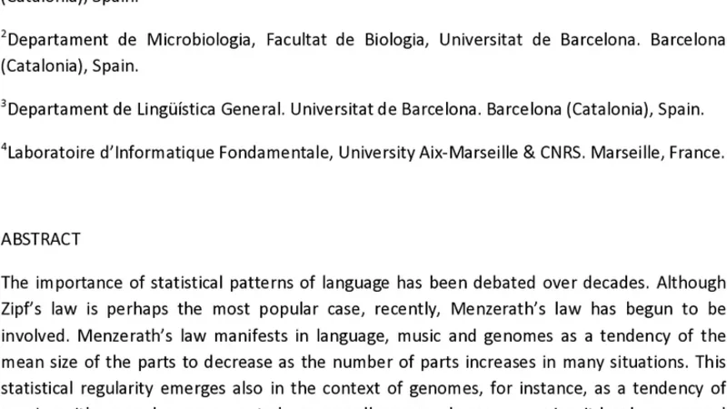 The challenges of statistical patterns of language: the case of   Menzeraths law in genomes