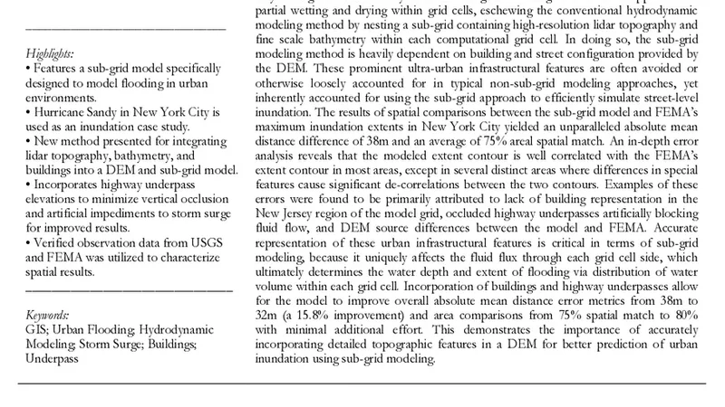Combination of Lidar Elevations, Bathymetric Data, and Urban   Infrastructure in a Sub-Grid Model for Predicting Inundation in New York City   during Hurricane Sandy