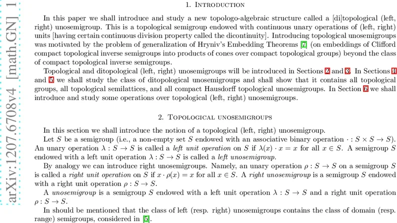 Topological and ditopological unosemigroups