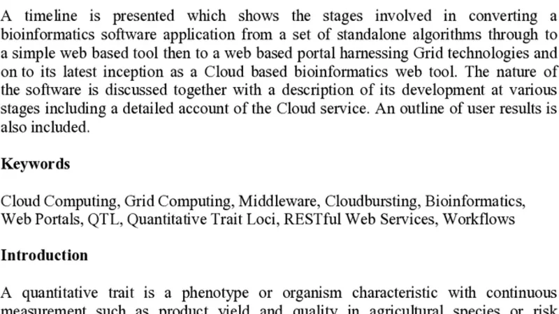 CloudQTL: Evolving a Bioinformatics Application to the Cloud