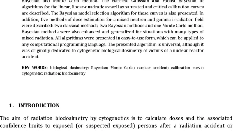 Alternative statistical methods for cytogenetic radiation biological   dosimetry