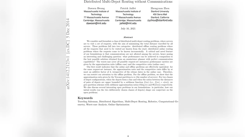 Distributed Multi-Depot Routing without Communications