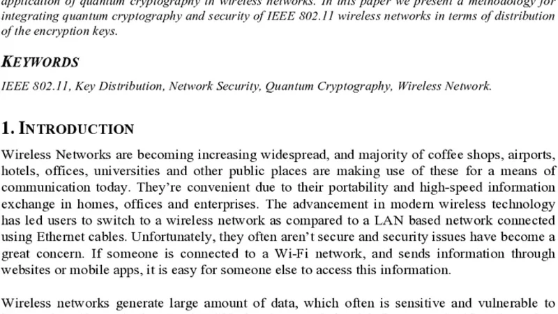 Framework for Wireless Network Security using Quantum Cryptography