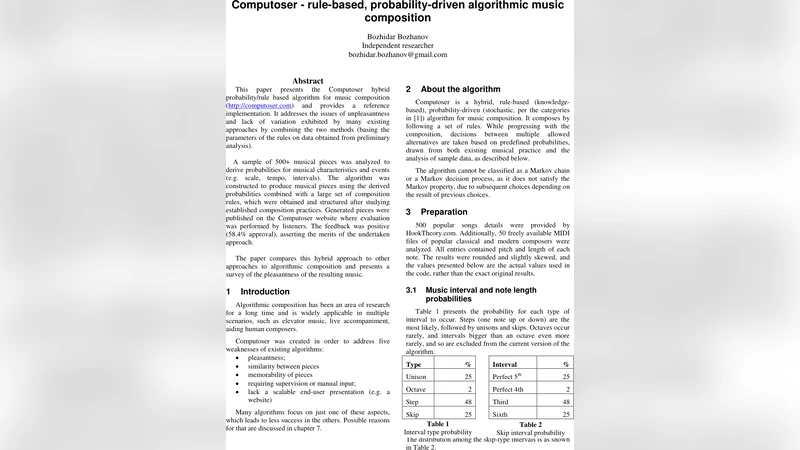 Computoser - rule-based, probability-driven algorithmic music   composition