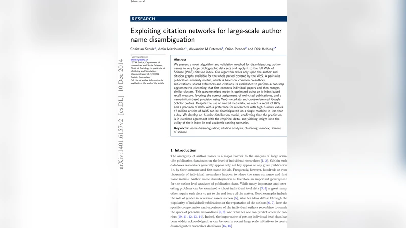 Exploiting citation networks for large-scale author name disambiguation