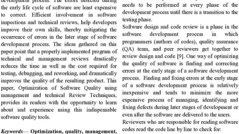 Optimization of Software Quality Using Management and Technical Review   Techniques