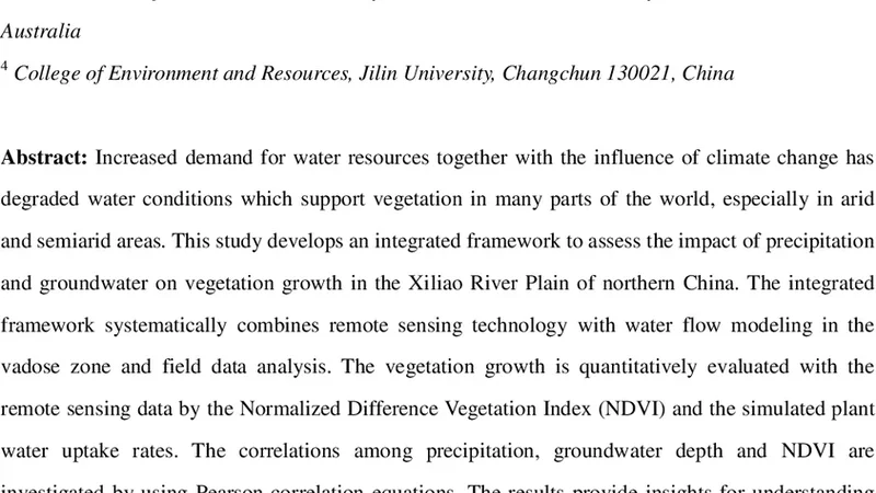 An integrated assessment of the impact of precipitation and groundwater   on vegetation growth in arid and semiarid areas