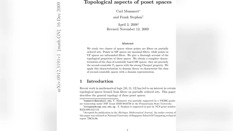 Topological aspects of poset spaces