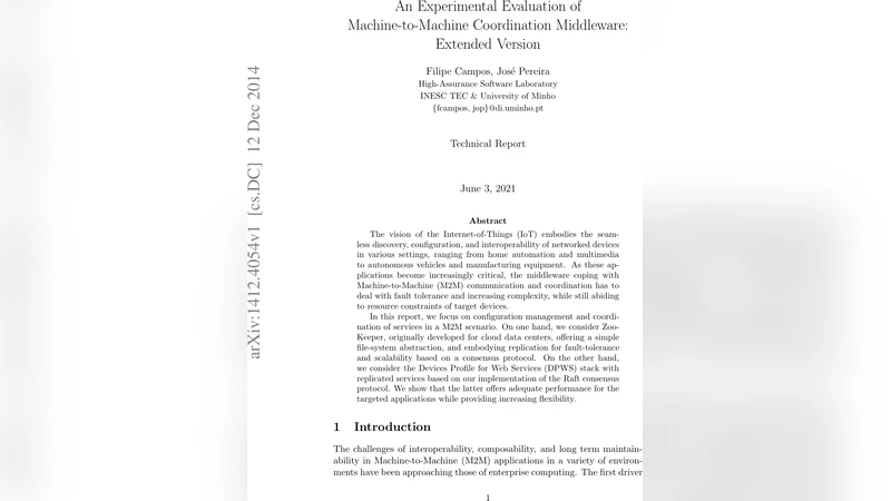An Experimental Evaluation of Machine-to-Machine Coordination   Middleware: Extended Version