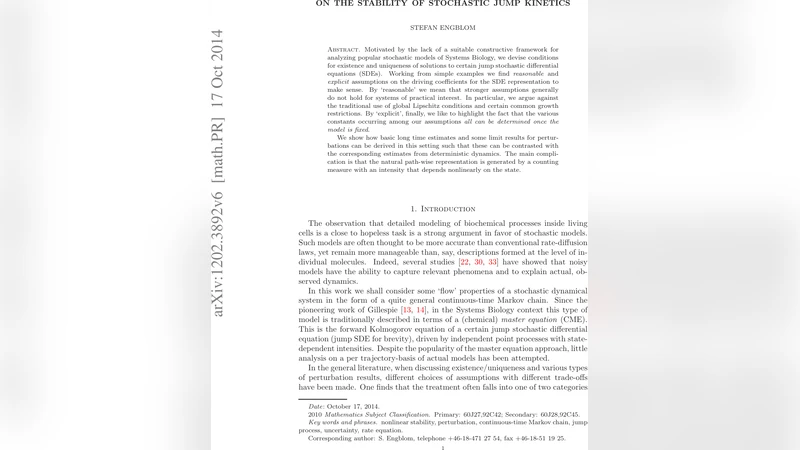 On the stability of stochastic jump kinetics