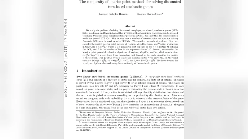 The complexity of interior point methods for solving discounted   turn-based stochastic games