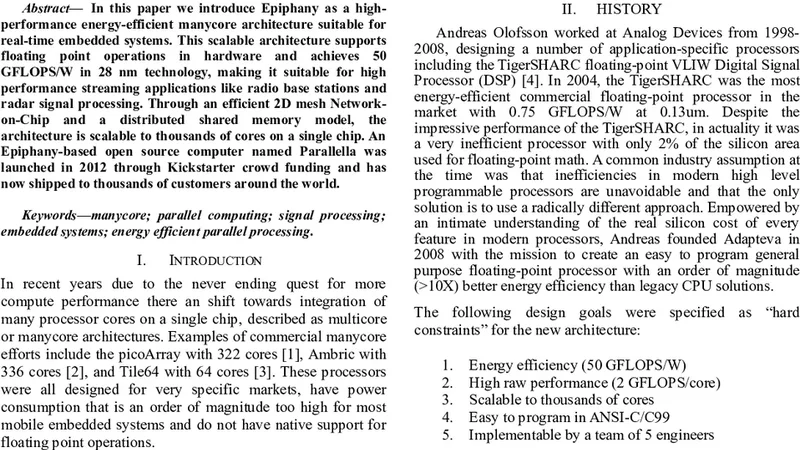 Kickstarting High-performance Energy-efficient Manycore Architectures   with Epiphany