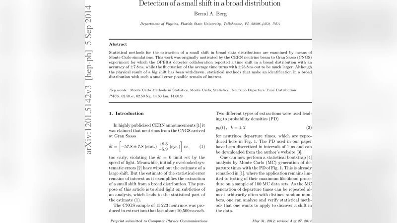 Detection of a small shift in a broad distribution