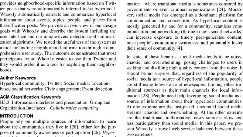 Whoo.ly: Facilitating Information Seeking For Hyperlocal Communities   Using Social Media