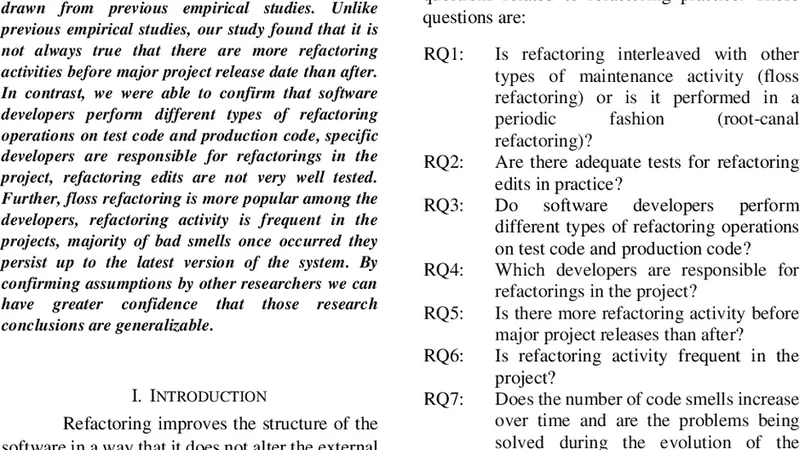 An Empirical Study on Refactoring Activity