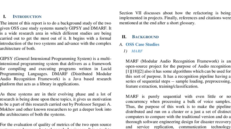 Toward Refactoring of DMARF and GIPSY Case Studies -- a Team 10   SOEN6471-S14 Project Report