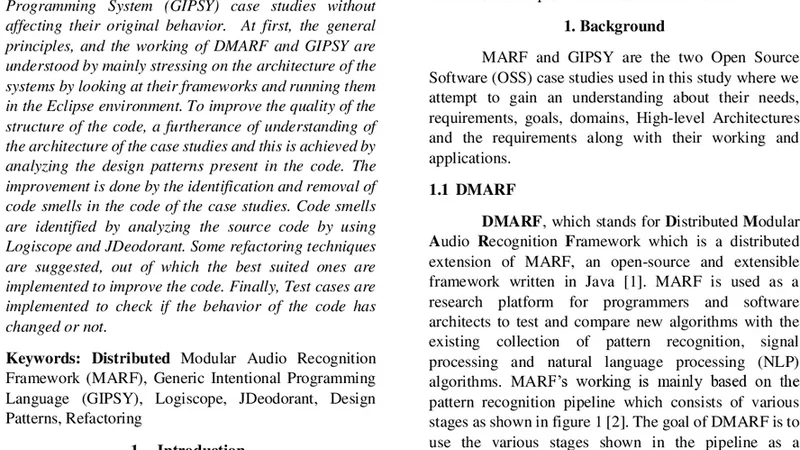 Toward Refactoring of DMARF and GIPSY Case Studies -- A Team XI   SOEN6471-S14 Project Report