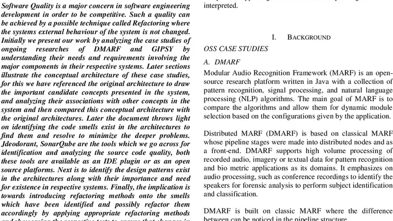 Toward Refactoring of DMARF and GIPSY Case Studies -- a Team 4   SOEN6471-S14 Project Report