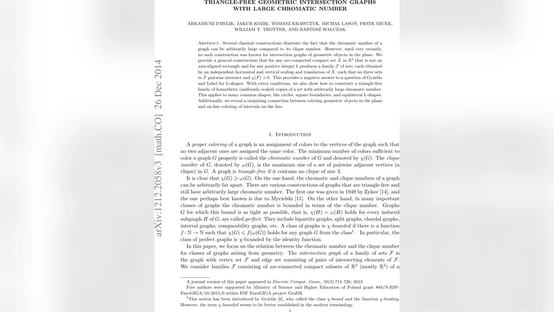 Triangle-free geometric intersection graphs with large chromatic number