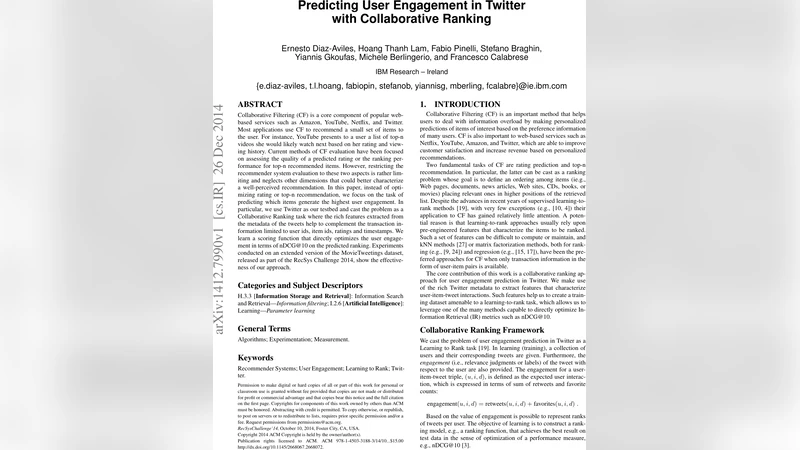 Predicting User Engagement in Twitter with Collaborative Ranking