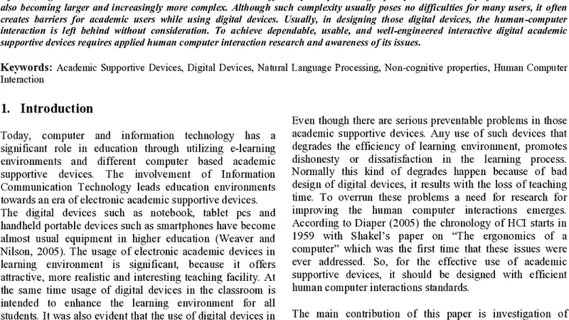 Effective Use of Human Computer Interaction in Digital Academic   Supportive Devices