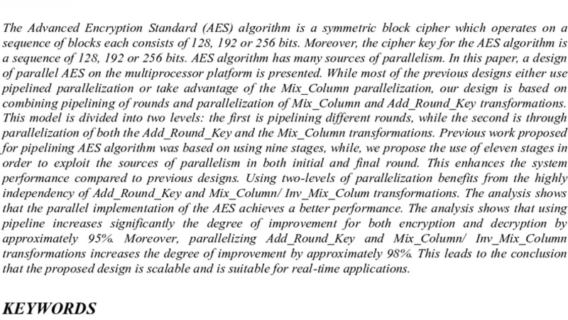 A Design of a Fast Parallel-Pipelined Implementation of AES: Advanced   Encryption Standard